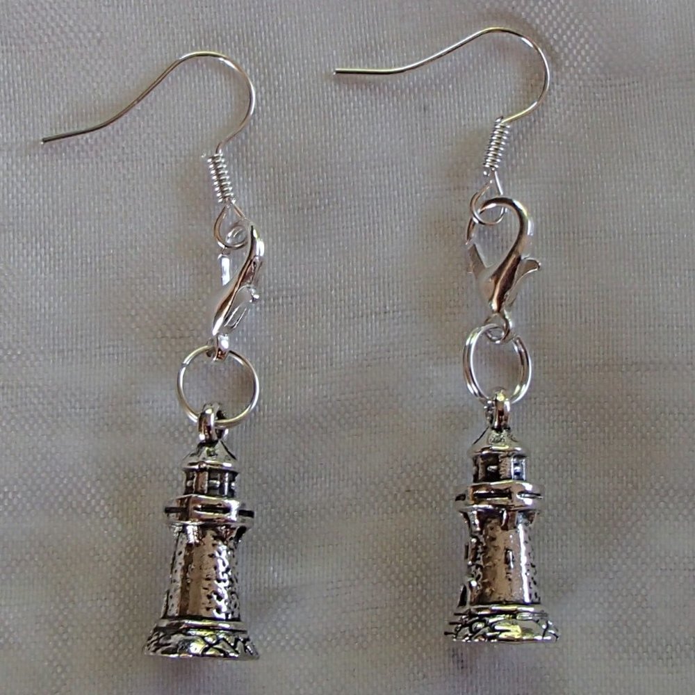 Ocean 3D Lighthouse Handcrafted Convertible Earrings Zipper Pulls